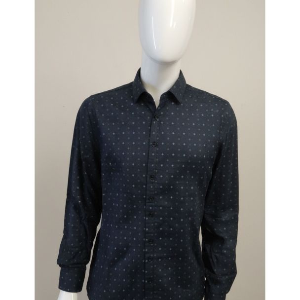 Navy blue polka dot cotton shirt full sleeve India