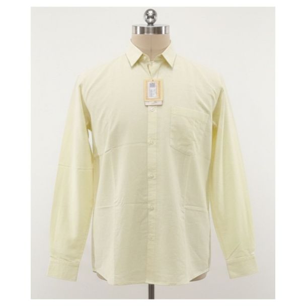 Pale yellow cotton full sleeve shirt with pointed collar