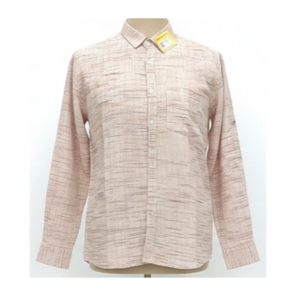 Peach and Charcoal textured cotton men's shirt full sleeve