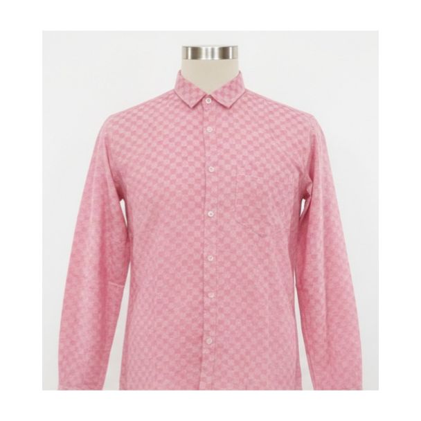 Pink checkered cotton shirt with full sleeves - Gangavathi Exports