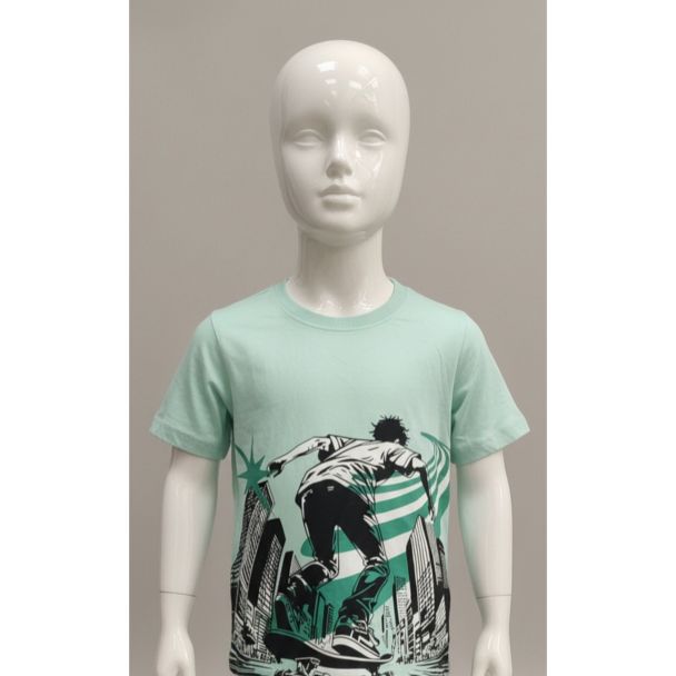 Seafoam green skateboarding graphic kids t-shirt India