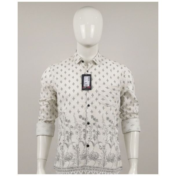 White floral print cotton casual shirt full sleeve India