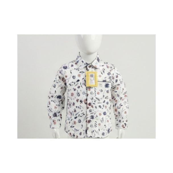 White floral print cotton shirt with full sleeves - Gangavathi Exports